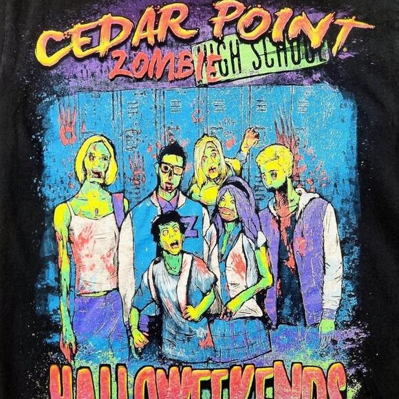 Cedar Point Zombie High Sandusky Ohio School T-shirt Hallowen Halloweekends - Picture 3 of 4
